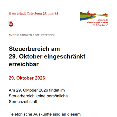Steuerbereich 29.10.2026